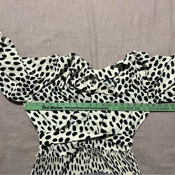 AYR Who's She Hot Dot Midi Dress Size Medium Polka Dot Pleats Elegant Luxury - Picture 10 of 10